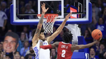 LEXINGTON, KENTUCKY - JANUARY 11: Nick Richards #4 of the Kentucky Wildcats defends the shot of Kira Lewis Jr. #2 of the Alabama Crimson Tide at Rupp Arena on January 11, 2020 in Lexington, Kentucky. (Photo by Andy Lyons/Getty Images)