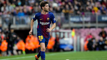 11th February 2018, Camp Nou, Barcelona, Spain; La Liga football, Barcelona versus Getafe; Sergi Roberto runs forward looking for a team mate (Photo by Pedro Salado/Action Plus via Getty Images)