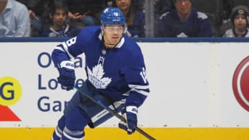 TORONTO, ON - FEBRUARY 11: Andreas Johnsson #18 of the Toronto Maple Leafs skates against the Arizona Coyotes during an NHL game at Scotiabank Arena on February 11, 2020 in Toronto, Ontario, Canada. The Maple Leafs defeated the Coyotes 3-2 in overtime. (Photo by Claus Andersen/Getty Images)