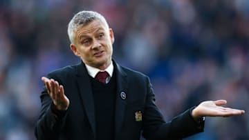 LEICESTER, ENGLAND - OCTOBER 16: Ole Gunnar Solskjaer, Manager of Manchester United reacts during the Premier League match between Leicester City and Manchester United at The King Power Stadium on October 16, 2021 in Leicester, England. (Photo by Alex Pantling/Getty Images)
