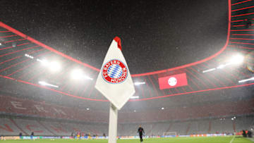 Bayern Munich flag at Allianz Arena in Champions League game. (Photo by Alexander Hassenstein/Getty Images)