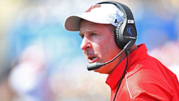 MORGANTOWN, WV - SEPTEMBER 10: Head coach Bo Pelini of the Youngstown State Penguins looks on during the game against the West Virginia Mountaineers at Mountaineer Field on September 10, 2016 in Morgantown, West Virginia. (Photo by Joe Sargent/Getty Images)