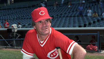 CHICAGO - UNDATED 1984: Pete Rose of the Cincinnati Reds poses before an MLB game at Wrigley Field in Chicago, Illinois. Rose played for the Cincinnati Reds from 1963-1978 and from 1984-1986. (Photo by Ron Vesely/MLB Photos via Getty Images)