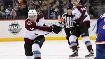 NEW YORK, NEW YORK - FEBRUARY 09: Tyson Barrie #4 of the Colorado Avalanche skates against the New York Islanders at the Barclays Center on February 09, 2019 in the Brooklyn borough of New York City. The Islanders defeated the Avalanche 4-3. (Photo by Bruce Bennett/Getty Images)