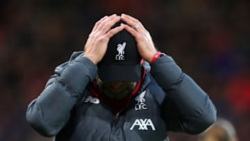 BOURNEMOUTH, ENGLAND - DECEMBER 07: Jurgen Klopp manager of Liverpool reacts during the Premier League match between AFC Bournemouth and Liverpool FC at Vitality Stadium on December 07, 2019 in Bournemouth, United Kingdom. (Photo by Catherine Ivill/Getty Images)
