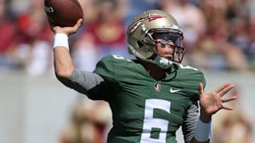 Apr 9, 2016; Orlando, FL, USA; Florida State Seminoles quarterback Malik Henry (6) throws a ball during the Florida State spring game at the Citrus Bowl. Mandatory Credit: Logan Bowles-USA TODAY Sports
