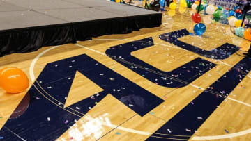 Mar 8, 2015; Greensboro, NC, USA; The ACC logo with balloons during the Championship game at the Greensboro Coliseum Complex. Notre Dame wins the ACC Womens