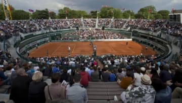 Jun 1, 2013; Paris, France; General view of Court 1 during the John Isner (USA) against Tommy Haas (GER) match on day seven of the 2013 French Open at Roland Garros. Mandatory Credit: Susan Mullane-USA TODAY Sports