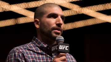 NEW YORK, NY - SEPTEMBER 27: Mixed martial artists journalist Ariel Helwani fields questions for fighters during the UFC 205 press event at Madison Square Garden on September 27, 2016 in New York City. (Photo by Jeff Bottari/Zuffa LLC/Zuffa LLC via Getty Images)