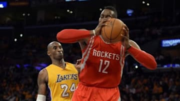 During Tuesday night's NBA season opener, Los Angeles Lakers' guard Kobe Bryant was elbowed by Houston Rockets' Dwight Howard and responded by calling him soft Mandatory Credit: Richard Mackson-USA TODAY Sports