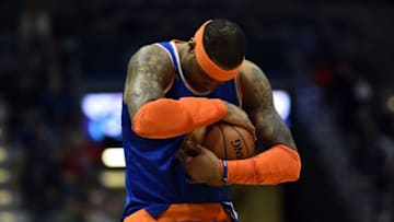 MILWAUKEE, WI - MARCH 08: Carmelo Anthony #7 of the New York Knicks walks onto the court prior to a game against the Milwaukee Bucks at the BMO Harris Bradley Center on March 8, 2017 in Milwaukee, Wisconsin. (Photo by Stacy Revere/Getty Images)