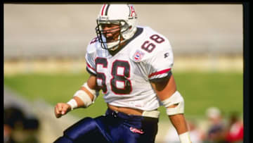 12 Nov 1994: Defensive end Tedy Bruschi of the Arizona Wildcats runs down the field during a game against the Southern California Trojans at the Los Angeles Coliseum in Los Angeles, California. Southern California won the game 45-28. Mandatory Credit: S