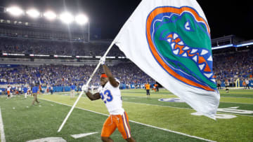 LEXINGTON, KY - SEPTEMBER 23: Chauncey Gardner Jr #23 of the Florida Gators celebrates after the 28-27 win over the Kentucky Wildcats at Kroger Field on September 23, 2017 in Lexington, Kentucky. (Photo by Andy Lyons/Getty Images)