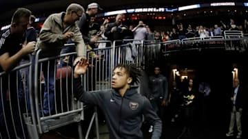 LOUISVILLE, KY - MARCH 30: Carsen Edwards #3 of the Purdue Boilermakers greets fans prior to taking on the Virginia Cavaliers in the Elite Eight round of the 2019 NCAA Men's Basketball Tournament held at KFC YUM! Center on March 30, 2019 in Louisville, Kentucky. (Photo by Joe Robbins/NCAA Photos/NCAA Photos via Getty Images)