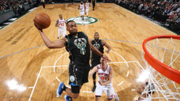 Milwaukee, WI - JANUARY 6: Jabari Parker #12 of the Milwaukee Bucks shoots the ball against the New York Knicks during the game on January 6, 2017 at the BMO Harris Bradley Center in Milwaukee, Wisconsin. Copyright 2017 NBAE (Photo by Gary Dineen/NBAE via Getty Images)