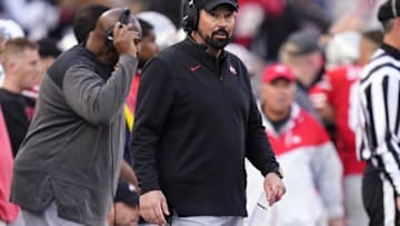 Nov 26, 2022; Columbus, Ohio, USA; Ohio State Buckeyes head coach Ryan Day watches from the sideline during the second half of the NCAA football game against the Michigan Wolverines at Ohio Stadium. Michigan won 45-23. Mandatory Credit: Adam Cairns-The Columbus DispatchNcaa Football Michigan Wolverines At Ohio State Buckeyes