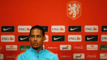 AMSTERDAM, NETHERLANDS - MARCH 22: Captain, Virgil van Dijk speaks to the media during the Netherlands Press Conference held at Amsterdam Arena also known as the Johan Cruyff Arena on March 22, 2018 in Amsterdam, Netherlands. (Photo by Dean Mouhtaropoulos/Getty Images)