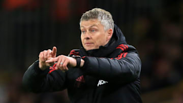 Manchester United's Norwegian head coach Ole Gunnar Solskjaer gestures on the touchline during the FA Cup quarter-final football match between Wolverhampton Wanderers and Manchester United at the Molineux stadium in Wolverhampton, central England on March 16, 2019. (Photo by Lindsey PARNABY / AFP) / RESTRICTED TO EDITORIAL USE. No use with unauthorized audio, video, data, fixture lists, club/league logos or 'live' services. Online in-match use limited to 120 images. An additional 40 images may be used in extra time. No video emulation. Social media in-match use limited to 120 images. An additional 40 images may be used in extra time. No use in betting publications, games or single club/league/player publications. / (Photo credit should read LINDSEY PARNABY/AFP/Getty Images)