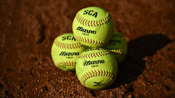 JAKARTA, INDONESIA - MAY 03: Official balls Mizuno 150 are seen during the match between Hong Kong and Indonesia on day three of the 12th Softball Women's Asia Cup on May 03, 2019 in Jakarta, Indonesia. (Photo by Robertus Pudyanto/Getty Images)