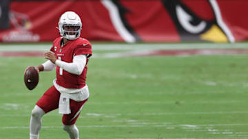 GLENDALE, ARIZONA - SEPTEMBER 20: Quarterback Kyler Murray #1 of the Arizona Cardinals looks to pass during the first half of the NFL game against the Washington Football Team at State Farm Stadium on September 20, 2020 in Glendale, Arizona. The Cardinals defeated the Washington Football Team 30-15. (Photo by Christian Petersen/Getty Images)