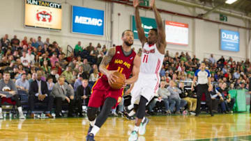 PORTLAND, ME - APRIL 10: Trey McKinney-Jones #11 of the Ft. Wayne Mad Ants drives around Demetrius Jackson #11 of the Maine Red Claws on Monday, April 10, 2017 at the Portland Expo in Portland, Maine. NOTE TO USER: User expressly acknowledges and agrees that, by downloading and/or using this photograph, user is consenting to the terms and conditions of the Getty Images License Agreement. Mandatory Copyright Notice: Copyright 2017 NBAE (Photo by Rich Obrey/NBAE via Getty Images)