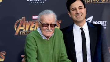 LOS ANGELES, CA - APRIL 23: Stan Lee and Keya Morgan attend the 'Avengers: Infinity War' World Premiere on April 23, 2018 in Los Angeles, California. (Photo by Greg Doherty/Patrick McMullan via Getty Images)