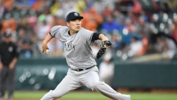 BALTIMORE, MD - JUNE 02: Masahiro Tanaka #19 of the New York Yankees pitches in the fifth inning during a baseball game against the Baltimore Orioles at Oriole Park at Camden Yards on June 2, 2018 in Baltimore, Maryland. (Photo by Mitchell Layton/Getty Images)
