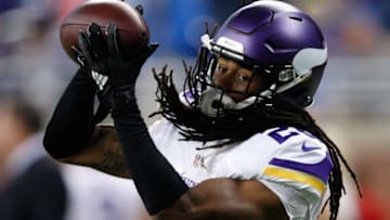 Oct 25, 2015; Detroit, MI, USA; Minnesota Vikings cornerback Trae Waynes (26) warms up before the game against the Detroit Lions at Ford Field. Vikings win 28-19. Mandatory Credit: Raj Mehta-USA TODAY Sports