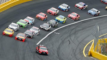May 29, 2016; Concord, NC, USA; Pace car peals off for the start during the Coca-Cola 600 at Charlotte Motor Speedway. Mandatory Credit: Jim Dedmon-USA TODAY Sports