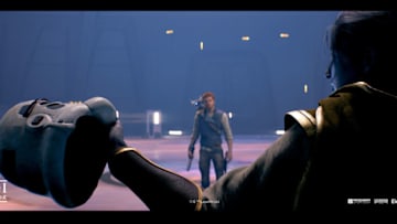 Cal is questioned by a mysterious figure in Star Wars Jedi: Survivor - Image courtesy Respawn Entertainment, EA, and Lucasfilm Games