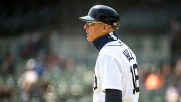 DETROIT, MICHIGAN - APRIL 26: Chip Hale #18 of the Detroit Tigers looks on against the Kansas City Royals at Comerica Park on April 26, 2021 in Detroit, Michigan. (Photo by Nic Antaya/Getty Images)