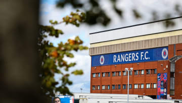 GLASGOW, SCOTLAND - AUGUST 22: A general external view of Ibrox, home stadium of Rangers during the UEFA Champions Qualifying Play-Off First Leg match between Rangers and PSV Eindhoven at Ibrox Stadium on August 22, 2023 in Glasgow, Scotland. (Photo by Robbie Jay Barratt - AMA/Getty Images)