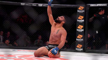 INGLEWOOD , CA - JANUARY 26: Adel Altamimi (blue) defeats Brandon McMahan (red) via submission (armbar) at 1:16 of the first round during Bellator 214 at the Forum in Inglewood, CA., Saturday, Jan 26, 2019. (Photo by Hans Gutknecht/MediaNews Group/Los Angeles Daily News via Getty Images)