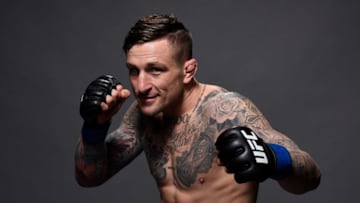 CHARLOTTE, NC - JANUARY 27: Gregor Gillespie poses for a post fight portraits backstage during a UFC Fight Night event at Spectrum Center on January 27, 2018 in Charlotte, North Carolina. (Photo by Mike Roach/Zuffa LLC/Zuffa LLC via Getty Images)