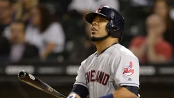 CHICAGO - SEPTEMBER 25: Edwin Encarnacion #10 of the Cleveland Indians bats against the Chicago White Sox on September 25, 2018 at Guaranteed Rate Field in Chicago, Illinois. (Photo by Ron Vesely/MLB Photos via Getty Images)