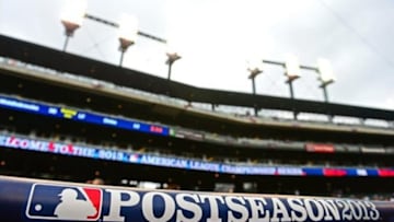 Oct 15, 2013; Detroit, MI, USA; General view of the 2013 Postseason logo prior to game three of the American League Championship Series baseball game between the Detroit Tigers and the Boston Red Sox at Comerica Park. Mandatory Credit: Andrew Weber-USA TODAY Sports