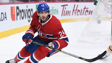 MONTREAL, QC - JANUARY 13: Phillip Danault #24 of the Montreal Canadiens skates for position against the Boston Bruins in the NHL game at the Bell Centre on January 13, 2018 in Montreal, Quebec, Canada. (Photo by Francois Lacasse/NHLI via Getty Images) *** Local Caption ***