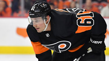 Oct 23, 2021; Philadelphia, Pennsylvania, USA; Philadelphia Flyers defenseman Justin Braun (61) against the Florida Panthers at Wells Fargo Center. Mandatory Credit: Eric Hartline-USA TODAY Sports
