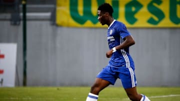 VELDEN, AUSTRIA - JULY 20: Papy Djilobodji of Chelsea in action during the friendly match between WAC RZ Pellets and Chelsea F.C. at Worthersee Stadion on July 20, 2016 in Velden, Austria. (Photo by Srdjan Stevanovic/Getty Images)