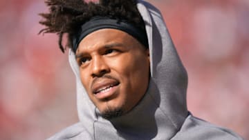 SANTA CLARA, CALIFORNIA - OCTOBER 27: Cam Newton #1 of the Carolina Panthers looks on from the sidelines against the San Francisco 49ers during an NFL football game at Levi's Stadium on October 27, 2019 in Santa Clara, California. (Photo by Thearon W. Henderson/Getty Images)