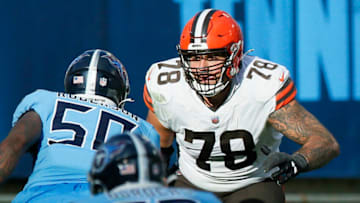 Cleveland Browns Jack Conklin (Photo by Frederick Breedon/Getty Images)