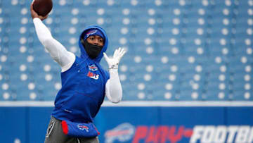 Dec 11, 2016; Orchard Park, NY, USA; Buffalo Bills quarterback Tyrod Taylor (5) throws a pass before a game against the Pittsburgh Steelers at New Era Field. Mandatory Credit: Kevin Hoffman-USA TODAY Sports