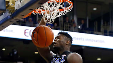 PITTSBURGH, PA - JANUARY 22: Zion Williamson #1 of the Duke Blue Devils dunks against against the Pittsburgh Panthers at Petersen Events Center on January 22, 2019 in Pittsburgh, Pennsylvania. (Photo by Justin K. Aller/Getty Images)