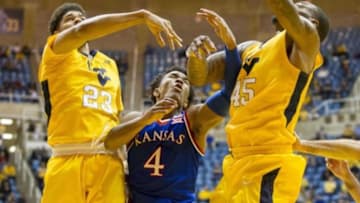 Jan 12, 2016; Morgantown, WV, USA; Kansas Jayhawks guard Devonte