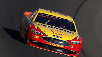 BROOKLYN, MI - AUGUST 12: Joey Logano, driver of the #22 Shell Pennzoil Ford, practices for the Monster Energy NASCAR Cup Series Pure Michigan 400 at Michigan International Speedway on August 12, 2017 in Brooklyn, Michigan. (Photo by Gregory Shamus/Getty Images)