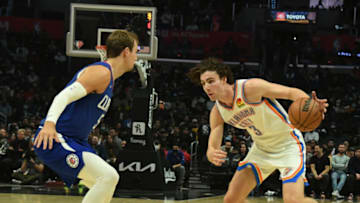 OKC Thunder guard Josh Giddey (3) looks to drive to the basket: Richard Mackson-USA TODAY Sports