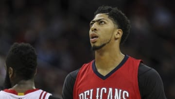 Dec 2, 2015; Houston, TX, USA; New Orleans Pelicans forward Anthony Davis (23) looks up during the fourth quarter against the Houston Rockets at Toyota Center. The Rockets defeated the Pelicans 108-101. Mandatory Credit: Troy Taormina-USA TODAY Sports