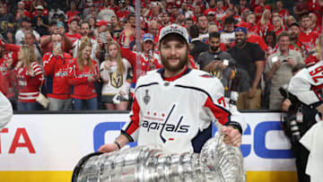 LAS VEGAS, NV - JUNE 07: Nathan Walker #79 of the Washington Capitals holds the Stanley Cup after Game Five of the 2018 NHL Stanley Cup Final between the Washington Capitals and the Vegas Golden Knights at T-Mobile Arena on June 7, 2018 in Las Vegas, Nevada. The Capitals defeated the Golden Knights 4-3 to win the Stanley Cup Final Series 4-1. (Photo by Dave Sandford/NHLI via Getty Images)