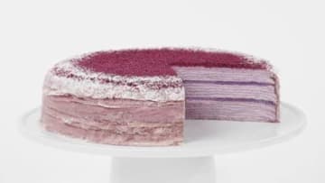 The Purple Yam Mille Crêpes Cake. Image courtesy of Lady M