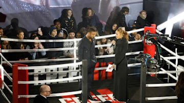 LONDON, ENGLAND - FEBRUARY 15: Michael B. Jordan speaks with the presenter during the European Premiere of Creed III at Cineworld Leicester Square on February 15, 2023 in London, England. (Photo by Tristan Fewings/Getty Images for Warner Bros.)